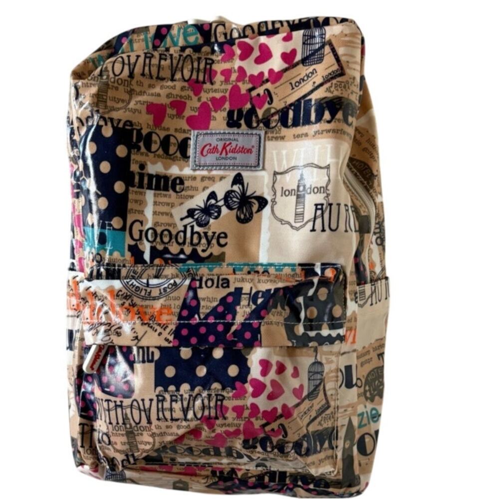 Cath Kidston Backpack London Theme Newspaper Print Hearts & Butterflies